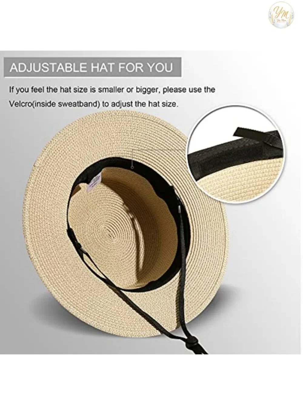 Wide Brim Straw Boater Hat Foldable Packable Beach Sun Hat